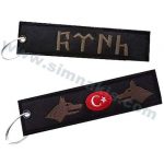 Ay Yıldız Göktürkçe Türk Embroidered Keychain - Double-Sided, 3x13 cm