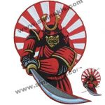 Sharp Sword Samurai Embroidery Patch Set - 2 Pieces (32x21 cm & 11x8 cm)