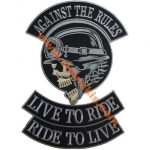 Against the Rules Live to Ride Motorcycle Jacket Embroidery Patch Set - 3 Pieces (42x29 cm)