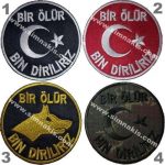 Göktürkçe "Bir Ölür Bin Diriliriz" Embroidery Patch 8x8 cm