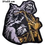 Skull Skeleton Motorcycle Embroidery Patch - 21x23 cm