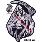 Grim Reaper Death Embroidery Patch Set - 2 Pieces (7.5x11 cm & 21x30 cm)