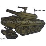 Military Tank Embroidered Patch - 2 Pieces, Sizes 6.5x10 cm & 16x25 cm