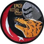 F-16 Biting Wolf Embroidery Patch - 9.5 cm