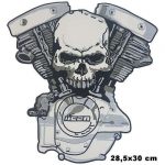 Skull Piston Embroidery Patch - 29x30 cm