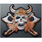 Viking Pirate Skull Embroidery Patch 20.5x25 cm