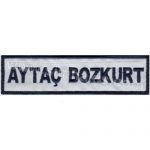 Nomex Personnel Name Tag "Tüpraş" Embroidery Patch - Black & White - 11x3 cm