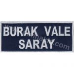 Valet Personal Name Tag Navy Blue White Embroidery 11.5x5 cm