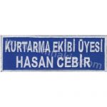 Rescue Team Personnel Name Tag Blue White Embroidery 10x3.5 cm