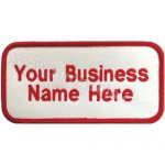 Personnel Name Tag White Red Embroidery 10x5 cm