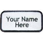 Personnel Name Tag White Black Embroidery 10x5 cm