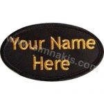 Personnel Name Tag Black Gold Oval Embroidery 10x5 cm