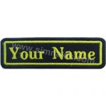 Company Personnel Name Tag Black Green Embroidery 11x3 cm