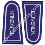 Security Epaulet Embroidery Patch - Blue & White - 1st Pair