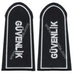 Security Epaulet Embroidery Patch - Black & White - 1st Pair