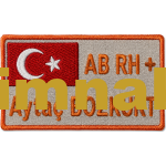 Name Tag Turkish Flag White Reflective Embroidery 8x5 cm