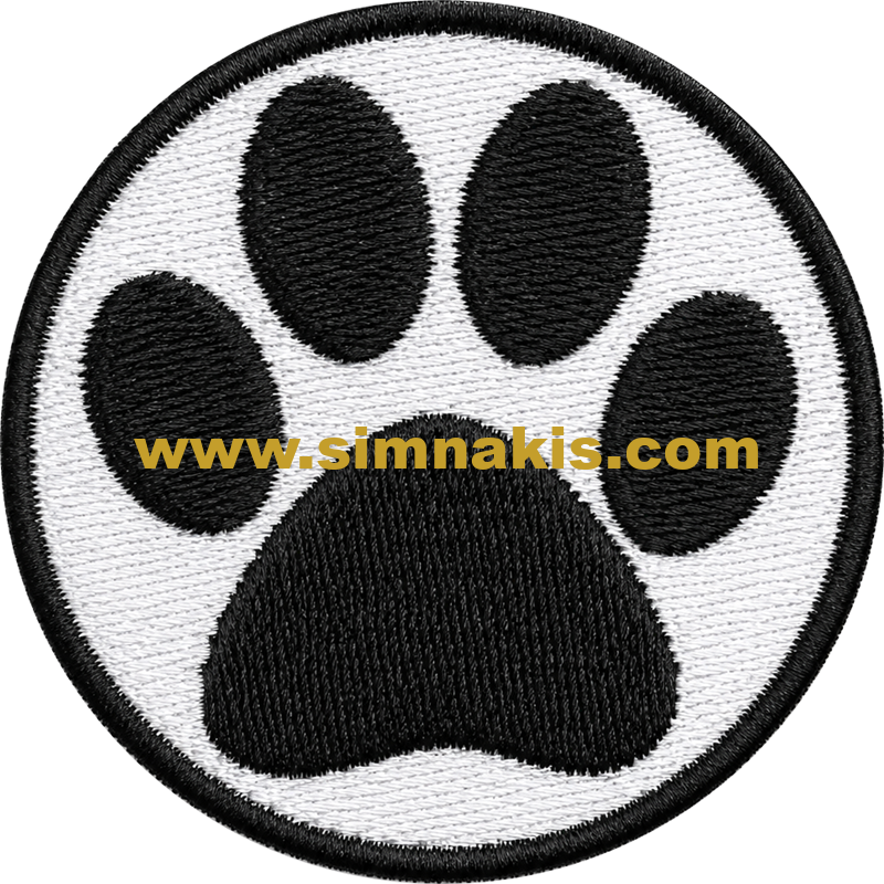 pati Cat Paw Embroidery Patch Black and White 5.5x5.5 cm - Görsel 1