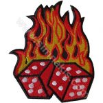 Dice Flame Embroidered Patch 9x7.5 cm
