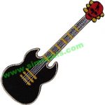 Musician Guitar Embroidered Patch 12x4 cm