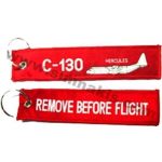 C-130 Aircraft Fabric Keychain (Double-Sided) - 13x3 cm