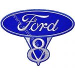 Ford V8 Embroidered Patch Blue 8.5x6 cm