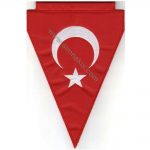 Turkey Embroidered Triangular Flag 15x24 cm çift taraflı