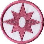 Character Logo Embroidered Patch (White & Pink, 7x7 cm)