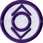 Character Logo Embroidered Patch (White & Lavender, 7x7 cm)