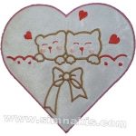 Heart-Shaped Kittens Embroidered Patch (20x20 cm)