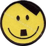 Emoji Face with Mustache and Hair Embroidered Patch (7x7 cm)