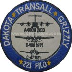 Dakota Transall Grizzly 221. Filo Embroidery Patch (9 x 9 cm)