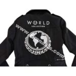 World Collection Embroidery Application on Leather Jacket