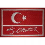 Turkish Flag Embroidered Patch with Mustafa Kemal Atatürk's Signature – 5x8 cm