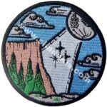 Moonlight and Mountain Embroidered Patch – 8x8 cm