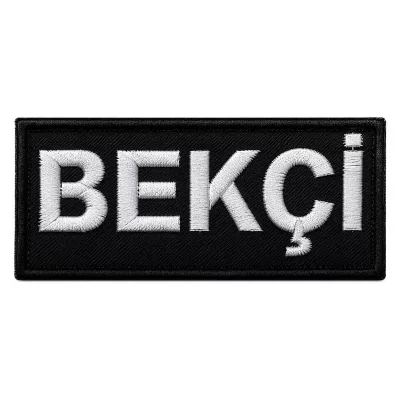 Siyah beyaz BEKÇİ yazılı nakış arma 11×4 cm ve 25×4 cm