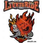 Death Flames Skull Motorcycle Embroidered Patch