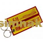 F-16 "Remove Before Flight" Embroidered Keychain (Double-Sided, 3x13 cm)