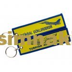 İstikbal Göklerdedir Turkish Air Force Embroidered Keychain (Double-Sided, 3x13 cm)