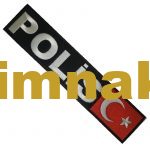 "Polis" Text with Turkish Flag Embroidered Patch (5.5x25 cm)