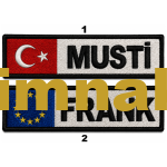 Flagged Name Tag - Turkey & European Union Embroidery Patch 12x3 cm