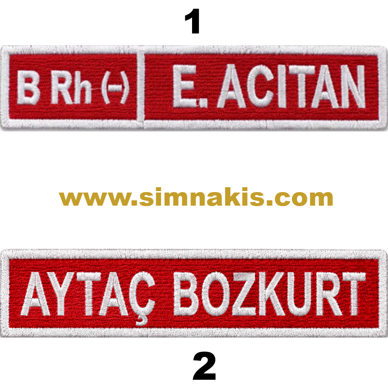 KIZILAYİSİMLİK Turkish Red Crescent Personnel Name Tag Embroidered Patch 10x2 cm - Görsel 1