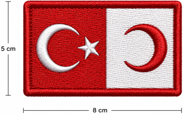 Embroidered Turkish Red Crescent Flag Patch 5x8 cm and 3x10 cm - Görsel 3