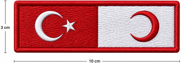 Embroidered Turkish Red Crescent Flag Patch 5x8 cm and 3x10 cm - Görsel 2