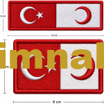 Embroidered Turkish Red Crescent Flag Patch 5x8 cm and 3x10 cm
