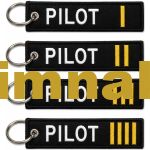 Pilot Name Tag Keychain Embroidery 3x13 cm Double-Sided Text Changeable