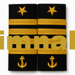 Maritime Captain's Epaulette, Gold Embroidered, Ship's Captain (Master/Ship's Captain), 12x6 cm