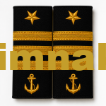 Maritime Captain's Epaulette, Gold Embroidery, 1st Captain (First Officer / Chief Mate), 12x6 cm